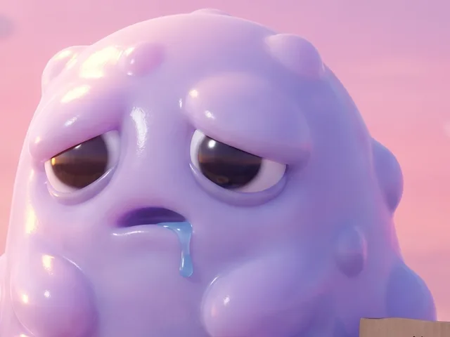 Dot's sad face, drooling